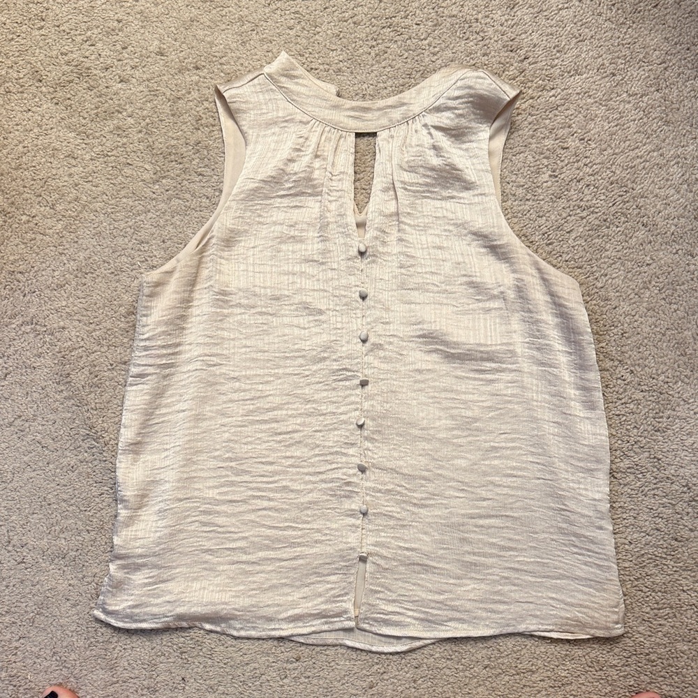 Vince Camuto Cream Textured Sleeveless Blouse